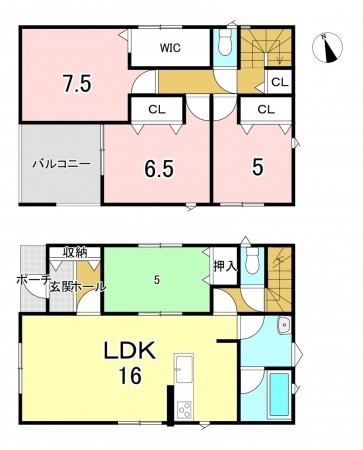 一宮市今伊勢町宮後、新築一戸建ての間取り画像です