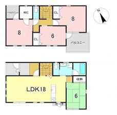 一宮市緑、中古一戸建ての間取り画像です