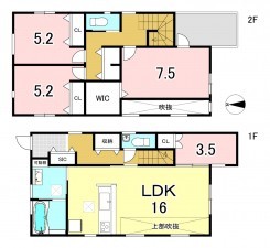 一宮市三条、中古一戸建ての間取り画像です