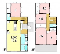 一宮市木曽川町黒田、新築一戸建ての間取り画像です