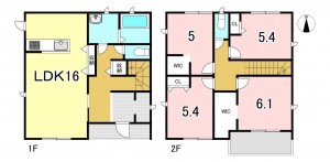 一宮市冨田、新築一戸建ての間取り画像です