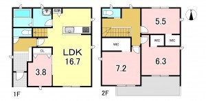 一宮市冨田、新築一戸建ての間取り画像です