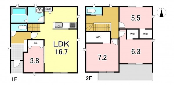 一宮市冨田、新築一戸建ての間取り画像です