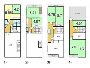 一宮市本町、収益物件/住宅付店舗の間取り画像です