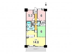 一宮市大宮、マンションの間取り画像です