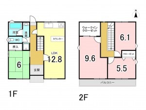 一宮市大和町戸塚、中古一戸建ての間取り画像です