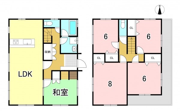 一宮市西大海道、中古一戸建ての間取り画像です