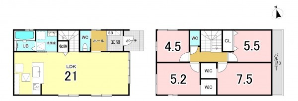 一宮市殿町、新築一戸建ての間取り画像です