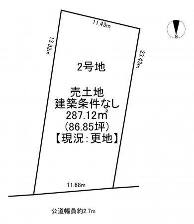一宮市浅井町大野、土地の間取り画像です