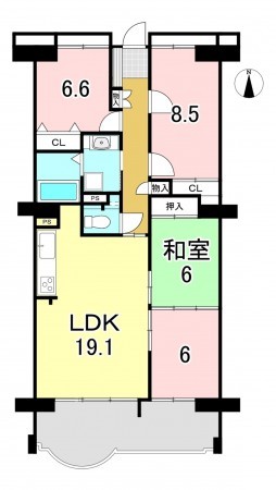 一宮市寺島町、マンションの間取り画像です