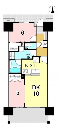 一宮市大宮、マンションの間取り画像です
