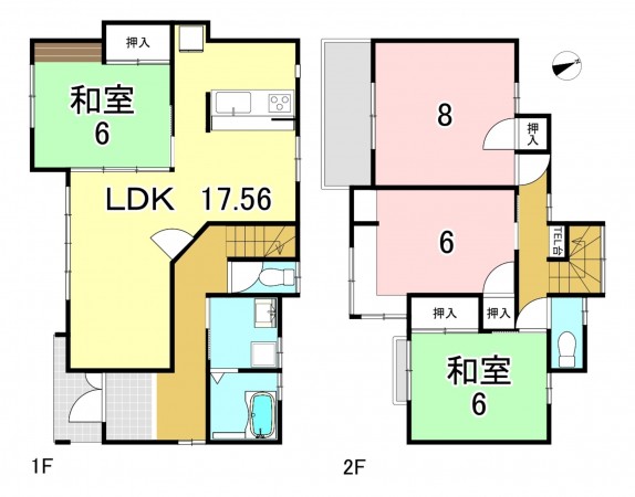 一宮市大和町宮地花池、中古一戸建ての間取り画像です