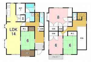 一宮市北小渕、中古一戸建ての間取り画像です