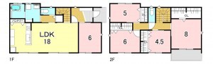 一宮市木曽川町黒田、新築一戸建ての間取り画像です