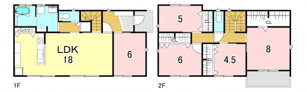 一宮市木曽川町黒田、新築一戸建ての間取り画像です