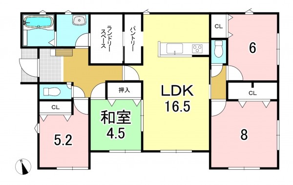 一宮市西五城、新築一戸建ての間取り画像です