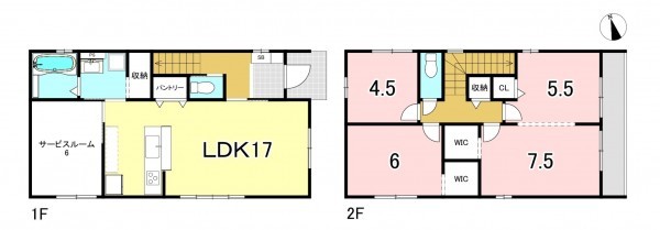 一宮市新生、新築一戸建ての間取り画像です