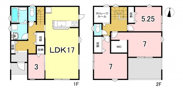 一宮市木曽川町里小牧、新築一戸建ての間取り画像です