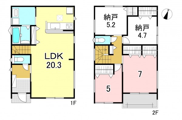 一宮市藤塚町、新築一戸建ての間取り画像です