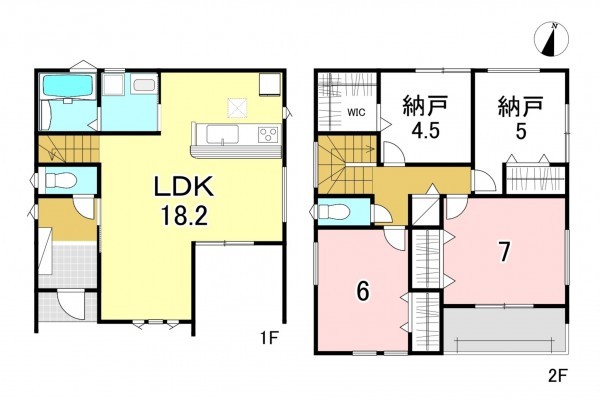 一宮市藤塚町、新築一戸建ての間取り画像です