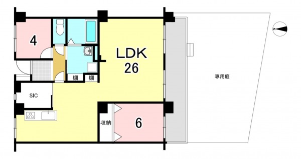 一宮市新生、マンションの間取り画像です