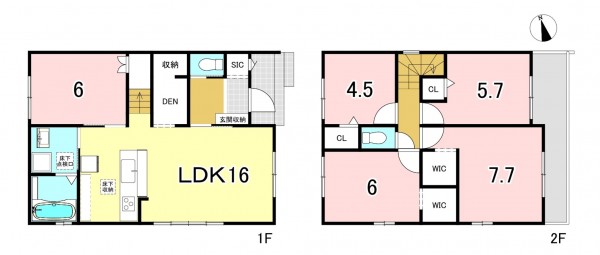 一宮市木曽川町玉ノ井、新築一戸建ての間取り画像です