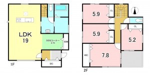 一宮市開明、新築一戸建ての間取り画像です