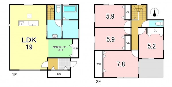 一宮市開明、新築一戸建ての間取り画像です