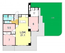 一宮市北方町曽根、マンションの間取り画像です