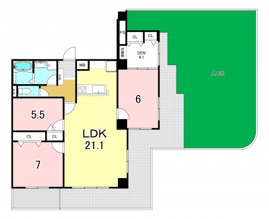 一宮市北方町曽根、マンションの間取り画像です
