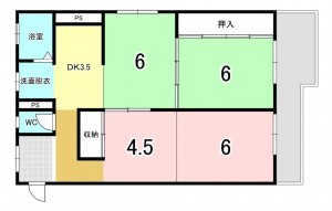 一宮市中島通、マンションの間取り画像です