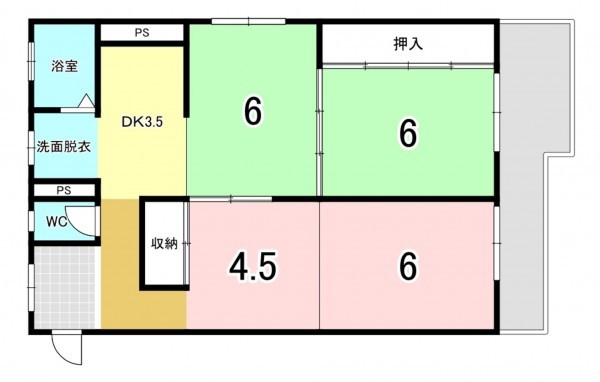 一宮市中島通、マンションの間取り画像です