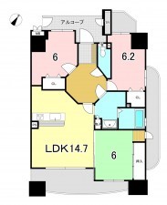 一宮市末広、マンションの間取り画像です