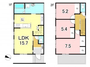 一宮市末広、新築一戸建ての間取り画像です