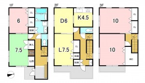 一宮市花池、中古一戸建ての間取り画像です
