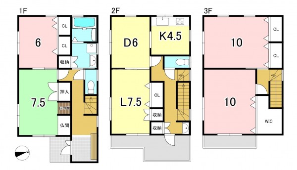 一宮市花池、中古一戸建ての間取り画像です