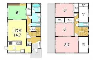 一宮市北方町北方、中古一戸建ての間取り画像です