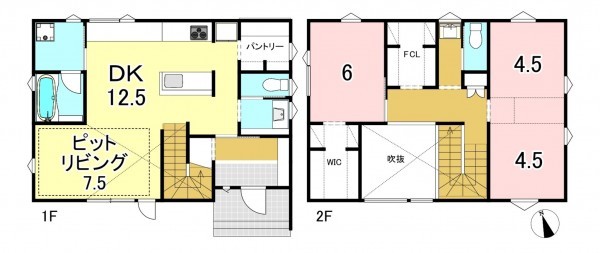 一宮市木曽川町玉ノ井、新築一戸建ての間取り画像です