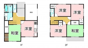 一宮市木曽川町黒田、中古一戸建ての間取り画像です