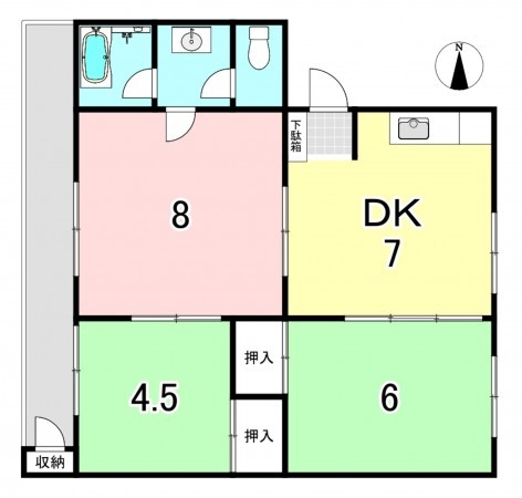 一宮市今伊勢町馬寄、マンションの間取り画像です