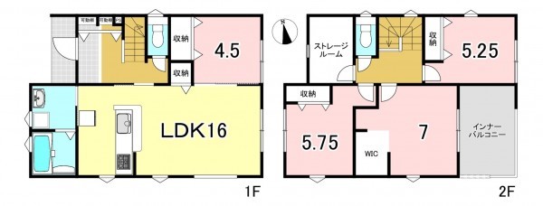 一宮市浅井町東浅井、新築一戸建ての間取り画像です