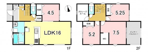 一宮市浅井町東浅井、新築一戸建ての間取り画像です