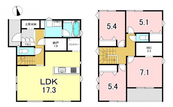 一宮市今伊勢町本神戸、新築一戸建ての間取り画像です