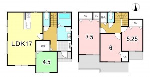 一宮市多加木、新築一戸建ての間取り画像です