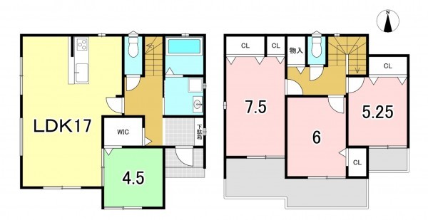 一宮市多加木、新築一戸建ての間取り画像です