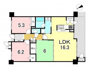 一宮市文京、マンションの間取り画像です