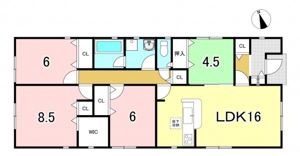 一宮市北今、新築一戸建ての間取り画像です