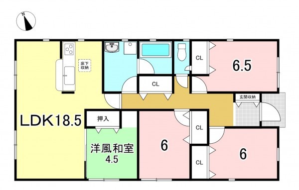 一宮市北今、新築一戸建ての間取り画像です