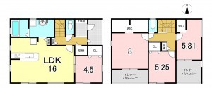 一宮市馬見塚、新築一戸建ての間取り画像です
