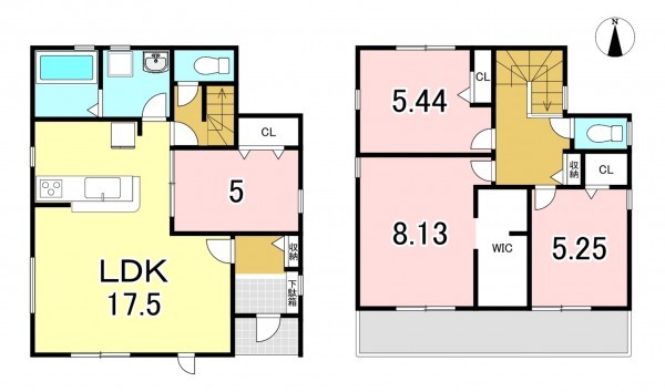 一宮市馬見塚、新築一戸建ての間取り画像です